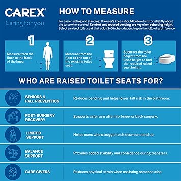 Carex 4.5 Inch Raised Toilet Seat with Arms, Supports Up to 300 lbs. Capacity, Elevating and Raising Toilet Seat Riser for Elderly and Handicap, Padded Armrests for Support, White