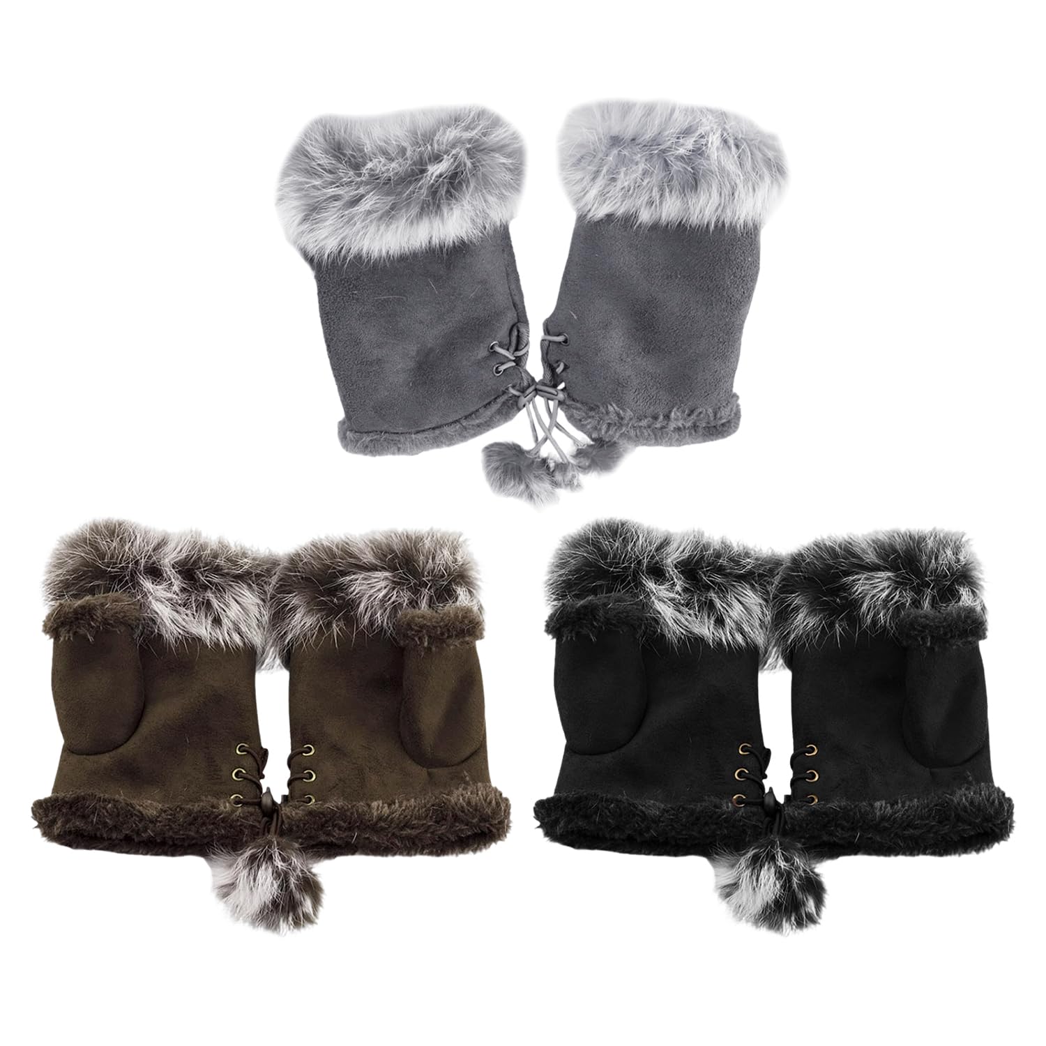 YSDYY 3 Pairs Of Women'S Gloves, Fingerless Gloves, Plush Gloves, Warm Gloves, Winter Plush Gloves, Cold Protection Products