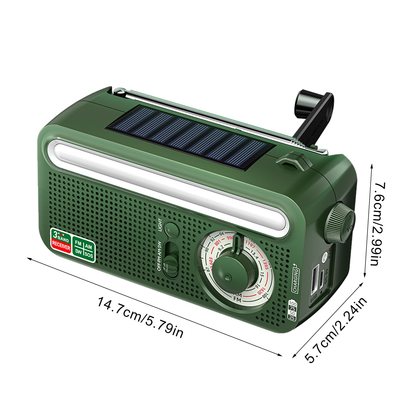 Radio Portable AM FM Radio Solaire Rechargeable Étanche