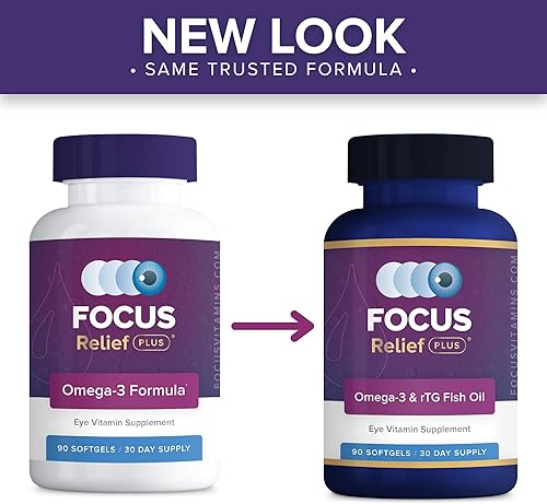 Miniatura 6 de Focus Relief Plus - Fórmula para ojos secos (90 unidades de suministro para 30 días) Suplemento Omega 3 para ojos secos, suplemento para alivio de