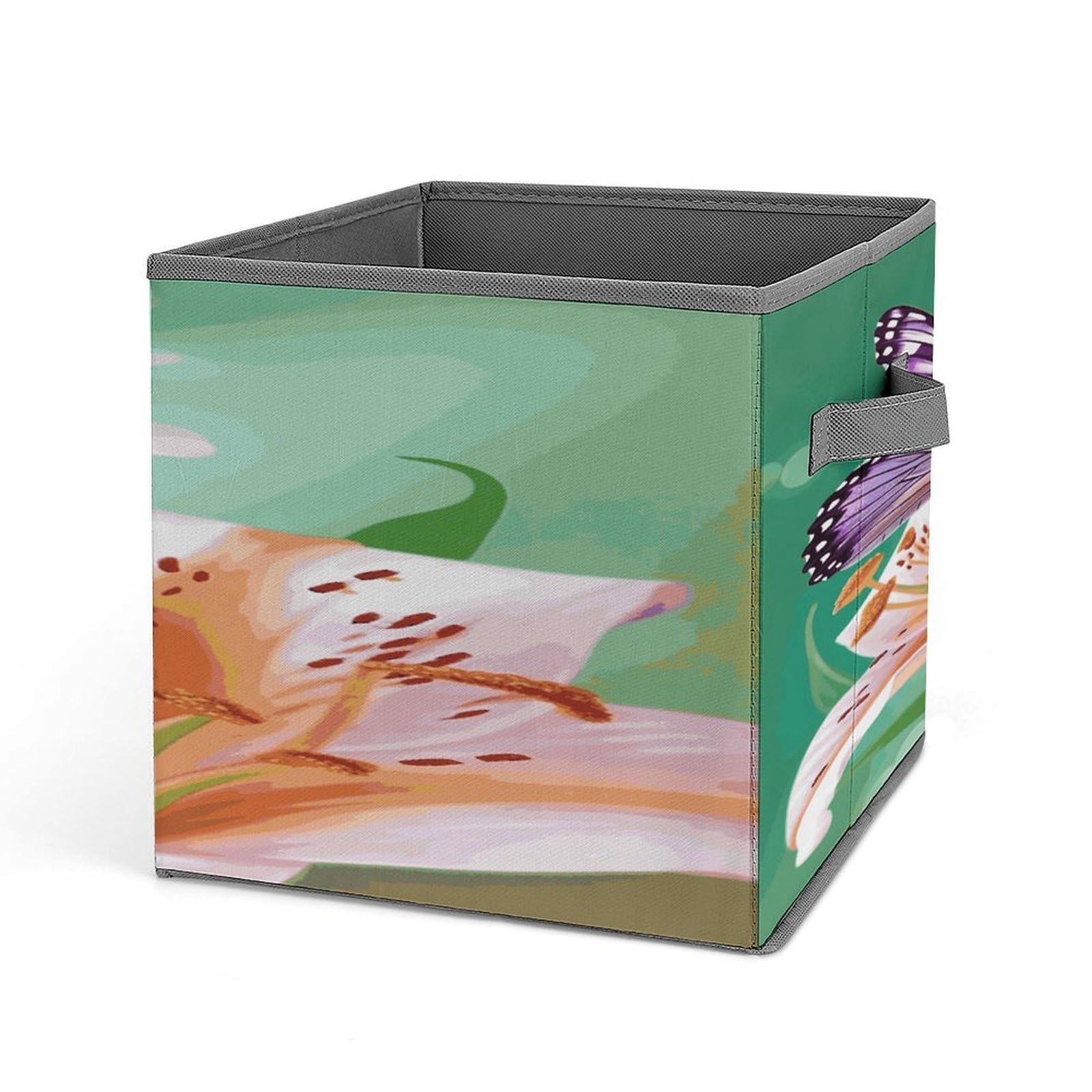 Fekiloot Style Lilies And Butterfly Storage Bins Storage Baskets