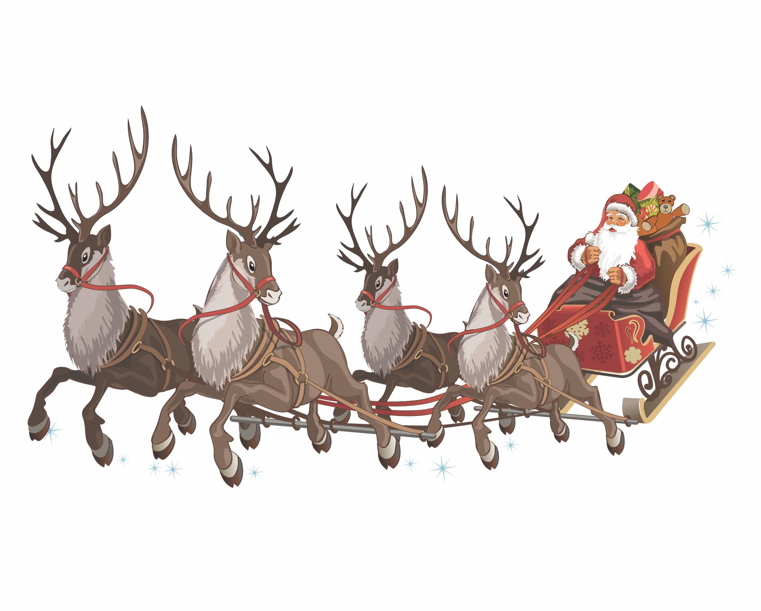 Grande fenêtre Père Noël et son traîneau étirable déco