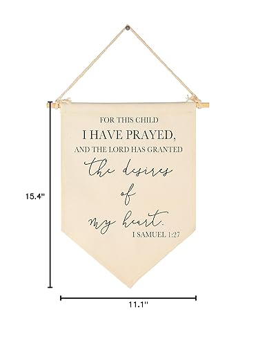 Miniatura 7 de Letrero colgante de lona con texto en inglés "For This Child I Have Prayed", letrero de pared para decoración de guardería, bebé, niños, niñas,