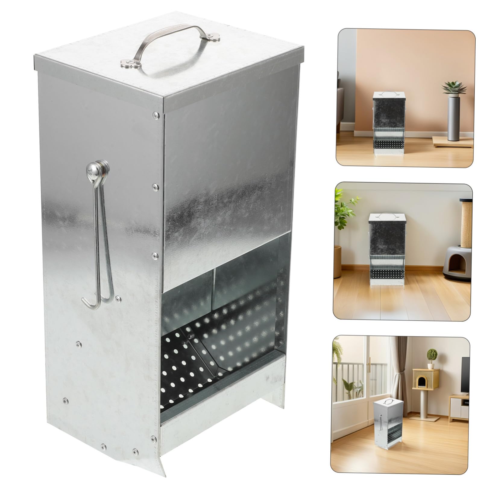 Metall-futterschale mit Magnetischem Deckel und Doppelhaken Robuster Kaninchen Kleintier-futterspender für Käfige Vielseitiger Hängefutterspender für Meerschweinchen Frettchen und