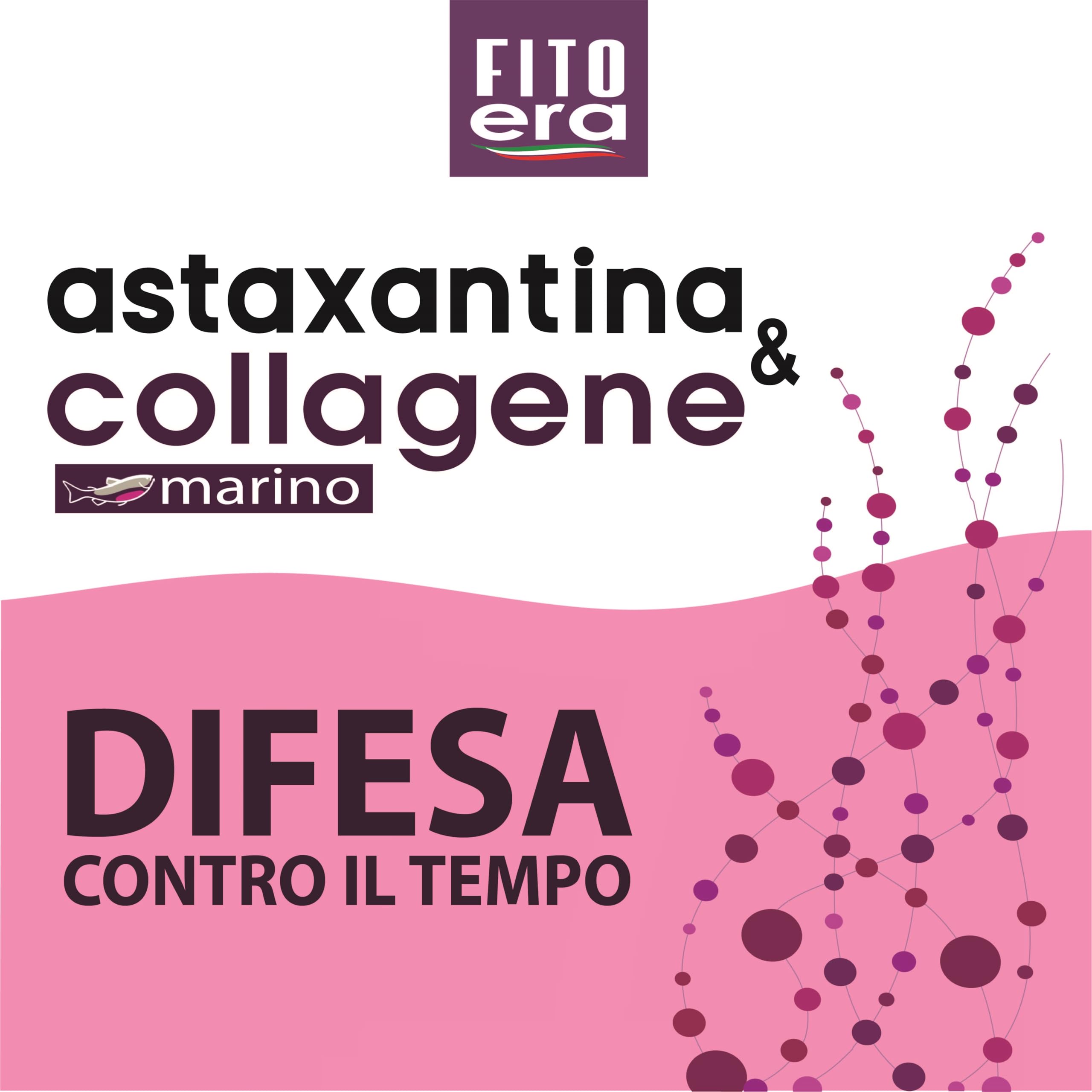 FITOERA Astaxantina & Collagene Marino in polvere 400 g - Integratore Antiossidante con Acido Ialuronico, Vitamina C, Vitamina E con Stevia e Lampone