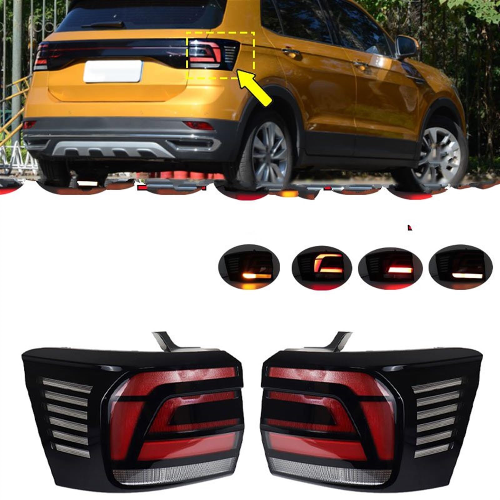 Feux arrières arrière Auto Compatibile Con Per T-Cross 2021 2022 2019 2020 Auto Fanale Posteriore Indicatore Direzione Lampada Freno Alloggiamento Faro Di Retromarcia Gruppo Fanale Posteriore(Right)