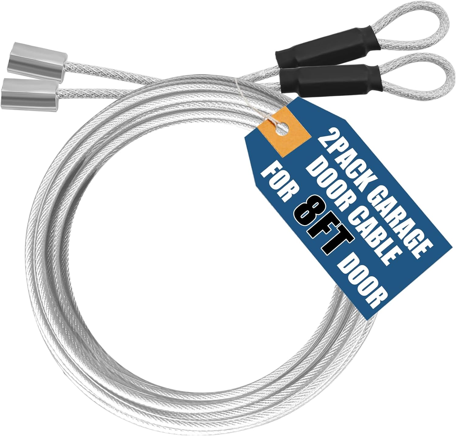 NAZOU 9.5FT Garage Door Cable Replacement | 1/8 inch Vinyl Coated Wire Cable & Parts Fits 8FT Garage Door (2 Pack)