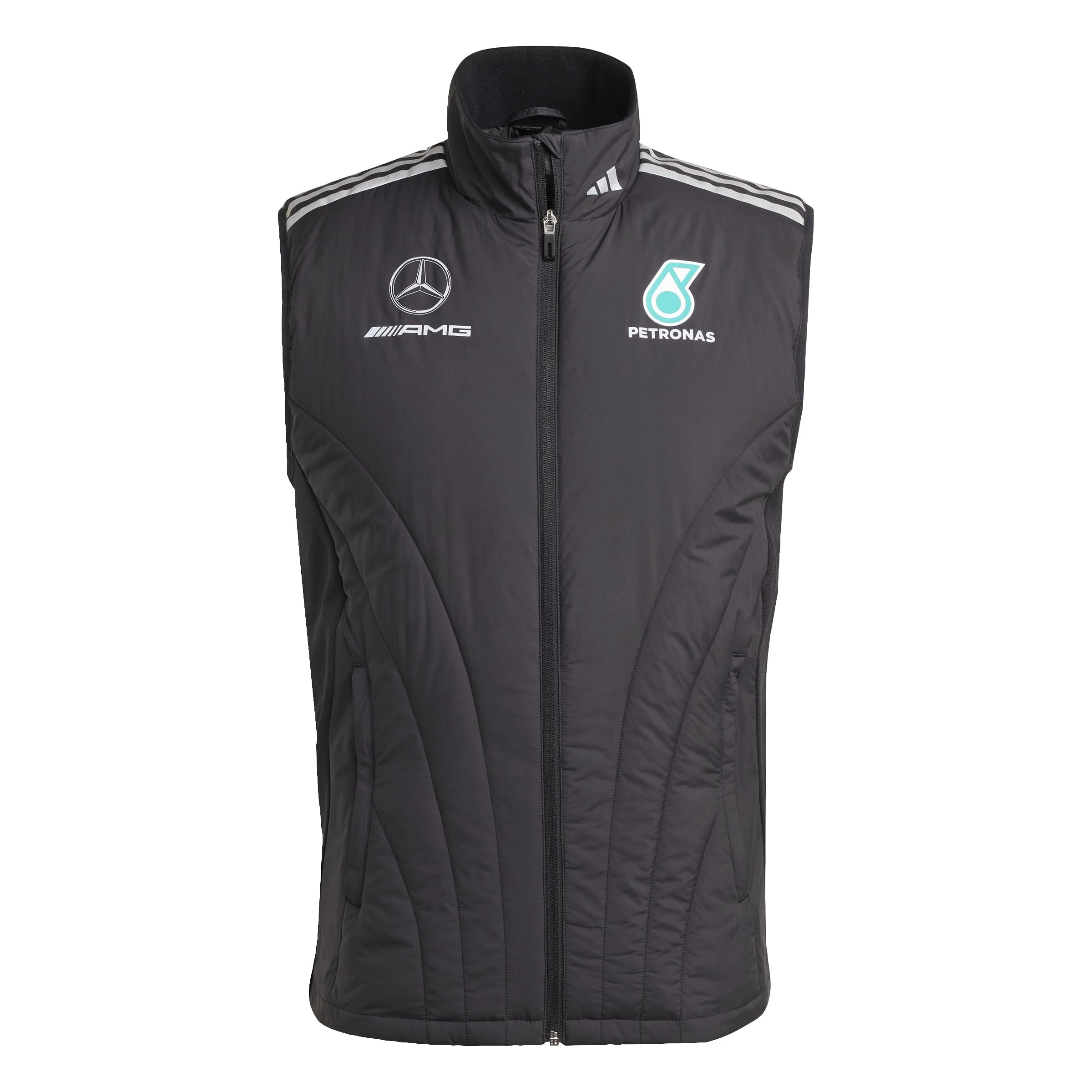 adidas Men's MERCEDES - AMG PETRONAS FORMULA ONE TEAM MECHANICS VEST MEN, Black/Reflective Silver, XS