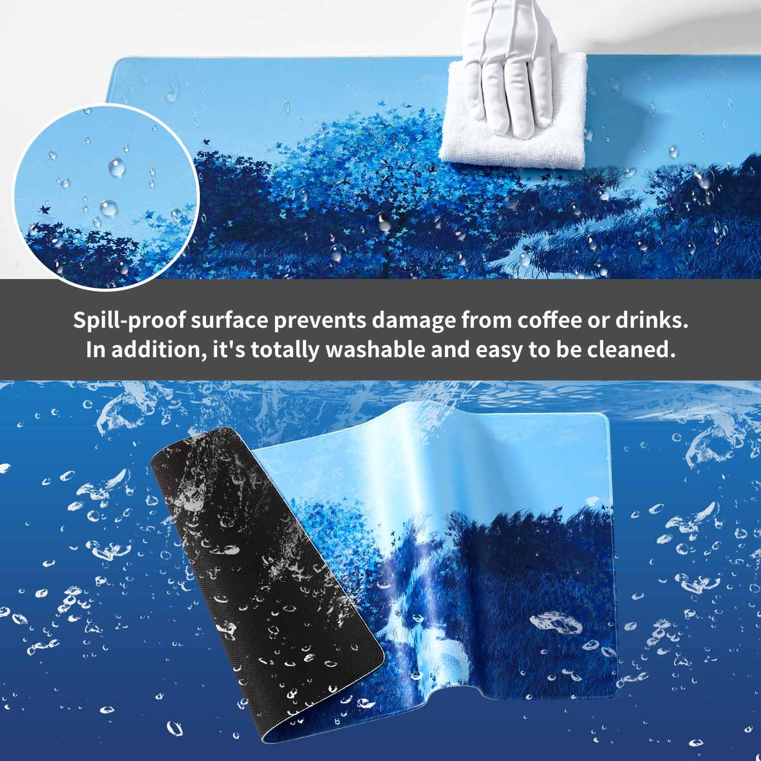 DOBAOJIA Tappetino Mouse 700x300mm, Tappetino Mouse Gaming XL, Tappetino Mouse e Tastiera, Tappetino Computer, Sottomano da Scrivania, superficie prova di versamento e base antiscivolo