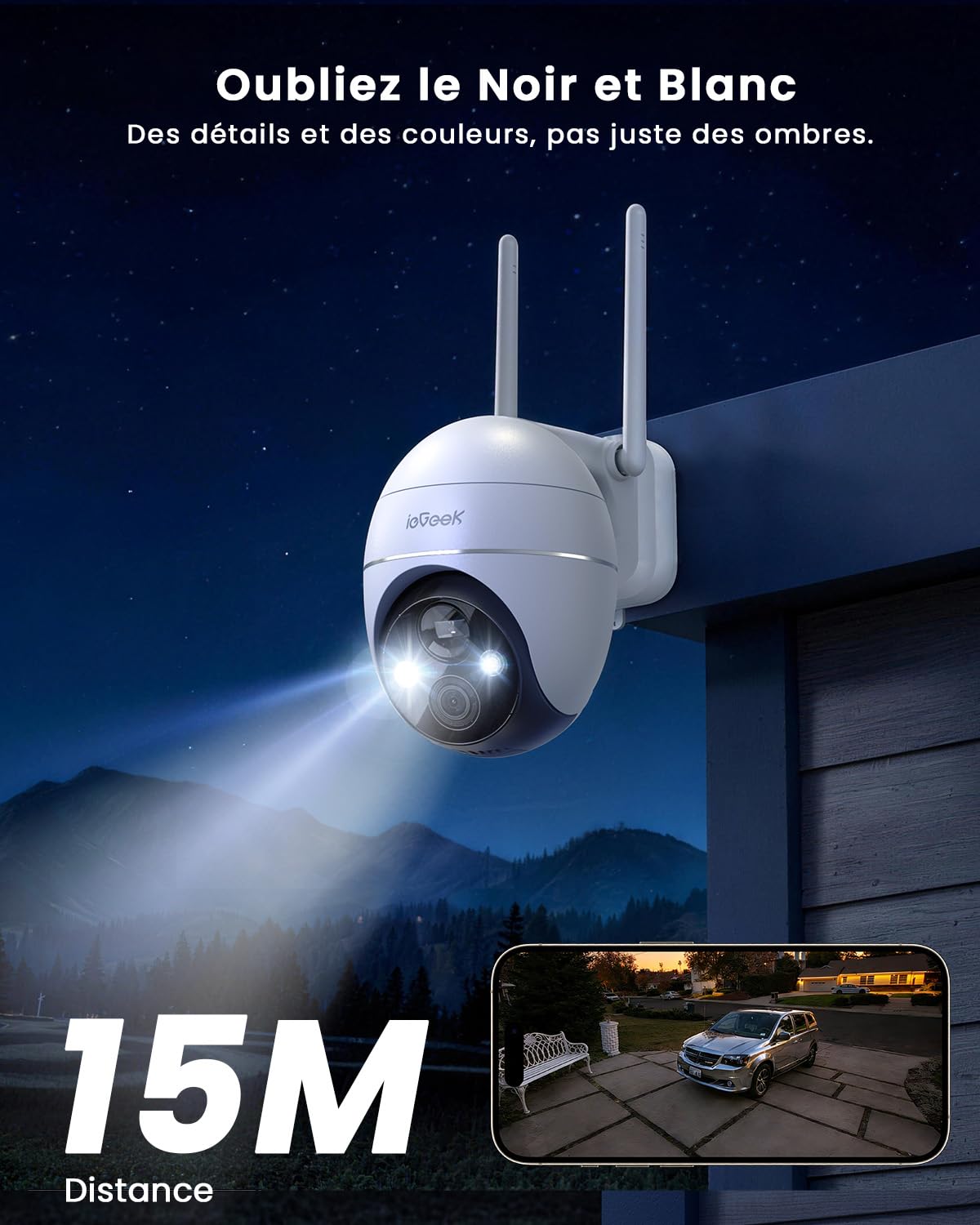 ieGeek 3K 5MP Camera Surveillance WiFi Exterieure sans Fil Solaire - 360° PTZ Camera Solaire PIR Détection Humaine, Vision Nocturne Couleur, Audio Bidirectionnel, Sirène Alarme/Alexa/IP65