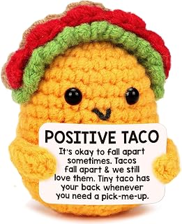 LuoHere Positive Crochet Taco Doll - Handmade Inspirational Birthday Gift for Women Men Kids, Emotional Support Plushie