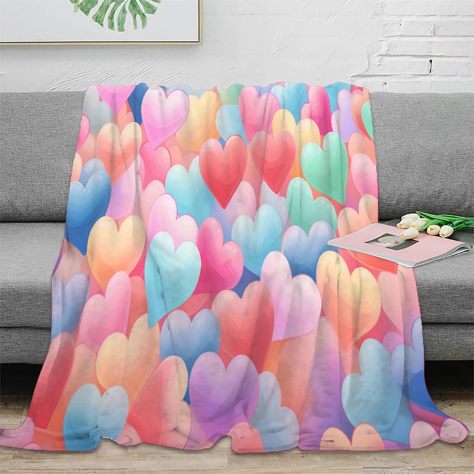 Couverture en peluche amour coloré pour des nuits chaleureuses