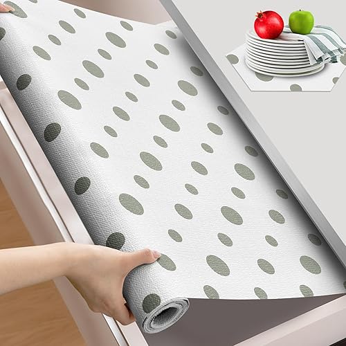 Miniatura 14 de Beautysaid Revestimiento de estante y cajón para armario de cocina, papel antideslizante no adhesivo, impermeable, lavable, grueso para tocador,
