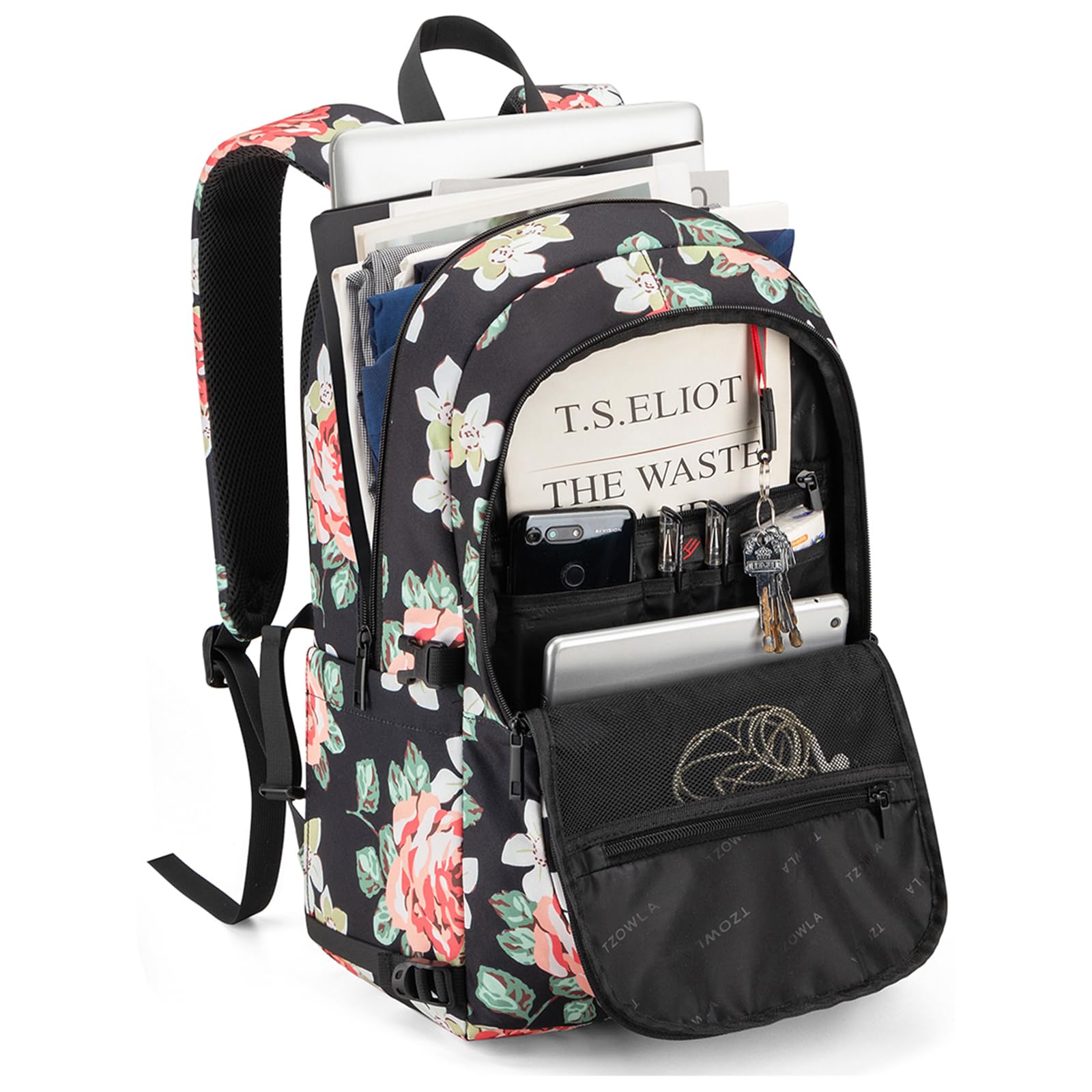 Tzowla Zaino per Laptop Portatile Scuola Antifurto Resistente All'acqua con Porta per Ricarica USB e Lucchetto Zaino per Computer da 40 cm 15,6 per Donna Uomo, Zaino da Viaggio Casual Regalo