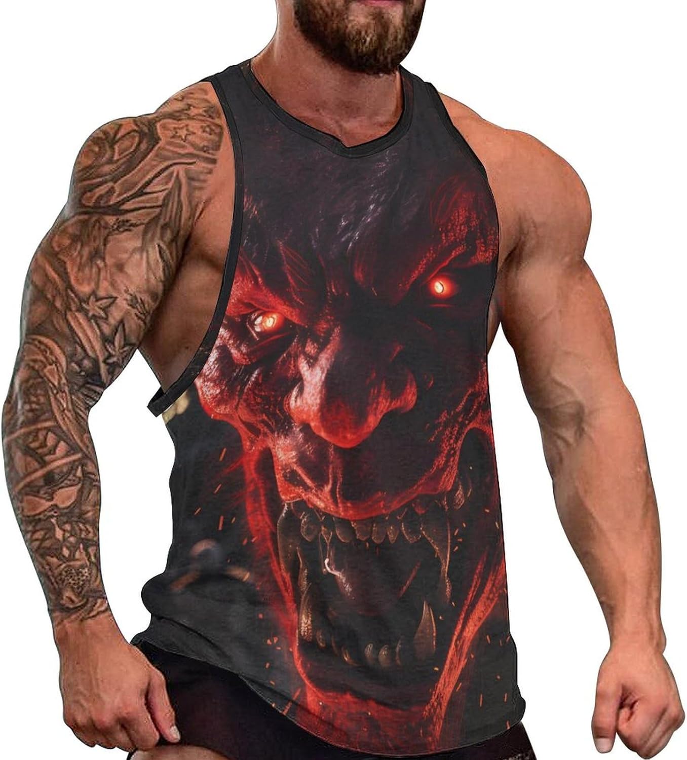 Mens Gym Tank Tops Beast Dragon Graphic Tees Satanic Skull Streetwear Vintage Hipster Pattern Summer Hawaiian Shirts