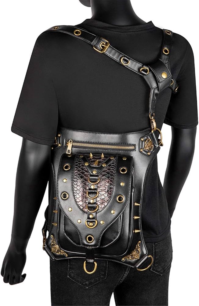 太ももお尻カバー財布アイデアリベットドクロアウトドア携帯ウエストポーチレッグバッグ(黒、サイズ:図の通り)