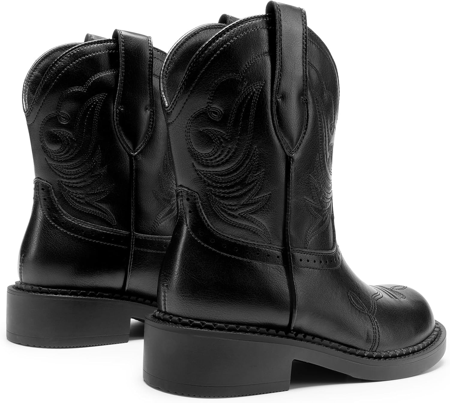 DREAM PAIRS Cowboy Cowgirl Boots for Women, Round Toe Embroidered Mid Calf Western Boots for Work, Country Concerts, Rodeos, Casual Outings