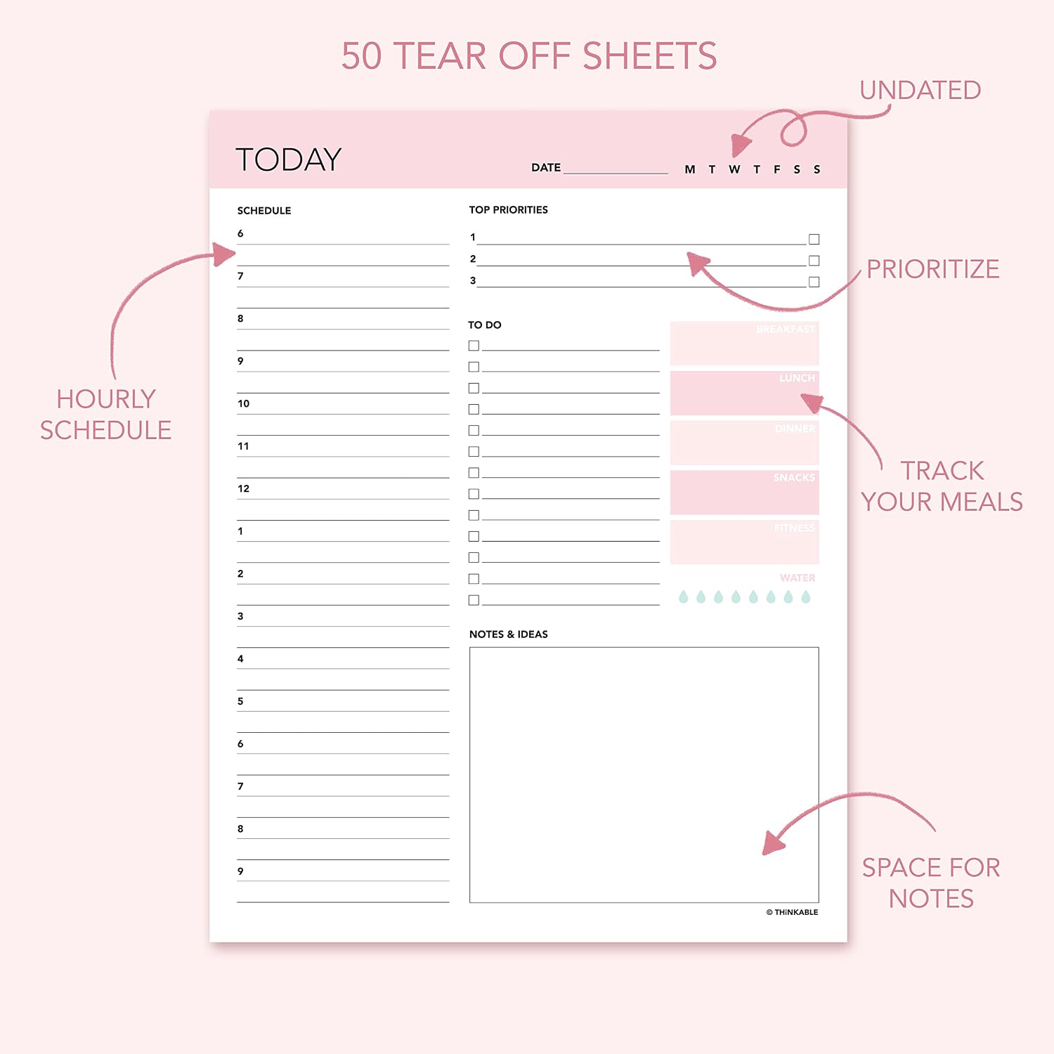 Daily Planner Notepad - 8.5x11 To Do List Organizer image 3