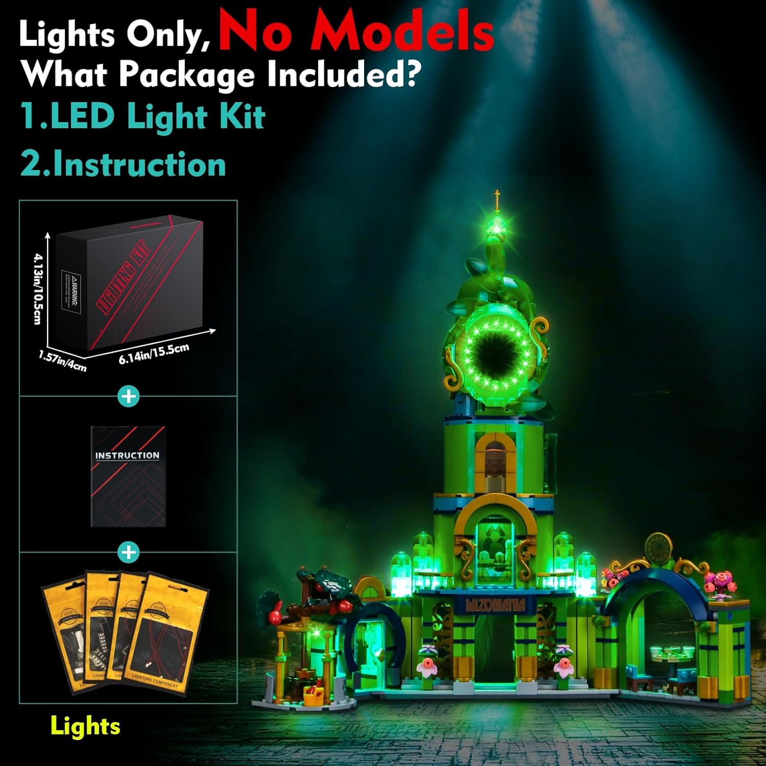 LED Light Kit Compatible with Lego Wicked Welcome to Emerald City 75684 -No Models Only Light, Creative Lighting Set Accessories Compatible with Lego 75684 Emerald City