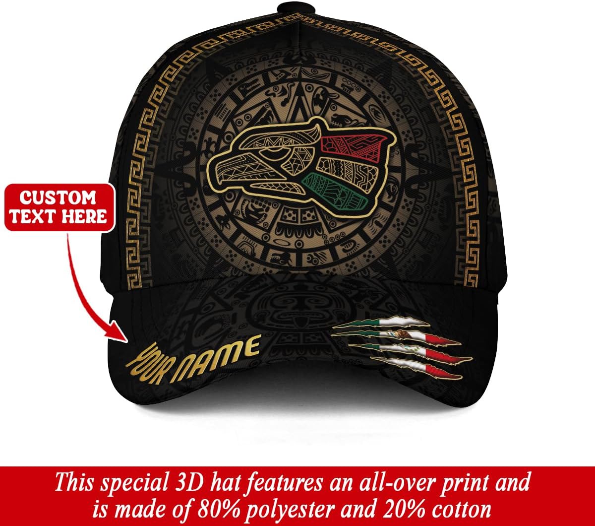 Custom Name Mexico Baseball Cap, Personalized Mexican Caps for Men, Mexican Hats, Customized Mexico Hat
