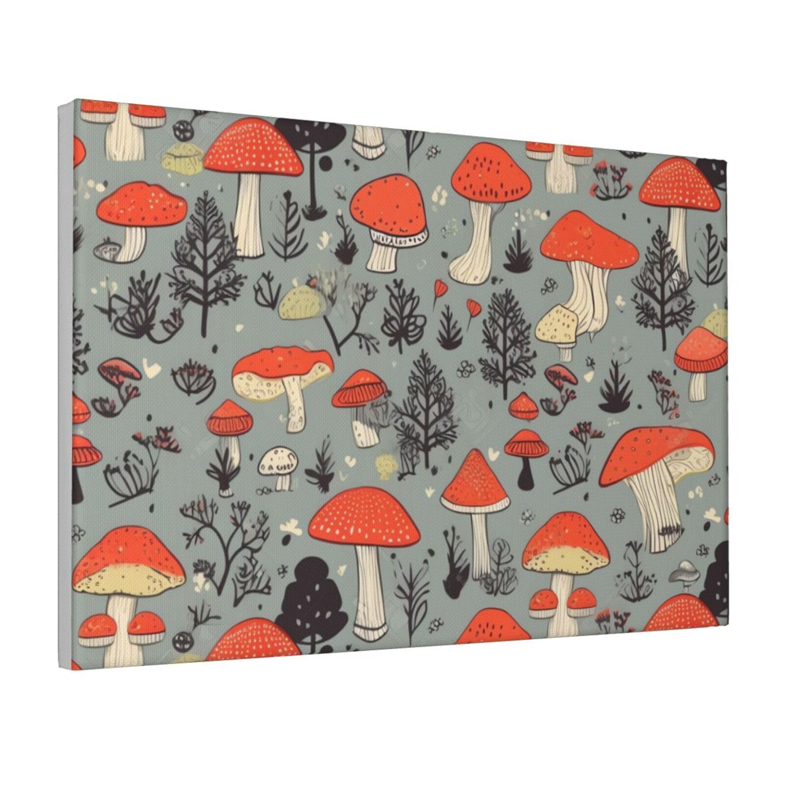 Framed Wall Art for Living Room Art Work, Mushroom Picture Prints Modern Office Wall Paintings Poster Aesthetic Wall Decorations for Home Decor Ready To Hang 16"x24"