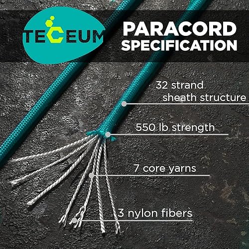 Vista 184 de TECEUM - Cuerda resistente 1000 de 1000 / 200 / 100 / 50 pies, más de 40 colores, cuerda para supervivencia y campamento, cuerda de nailon Patriot
