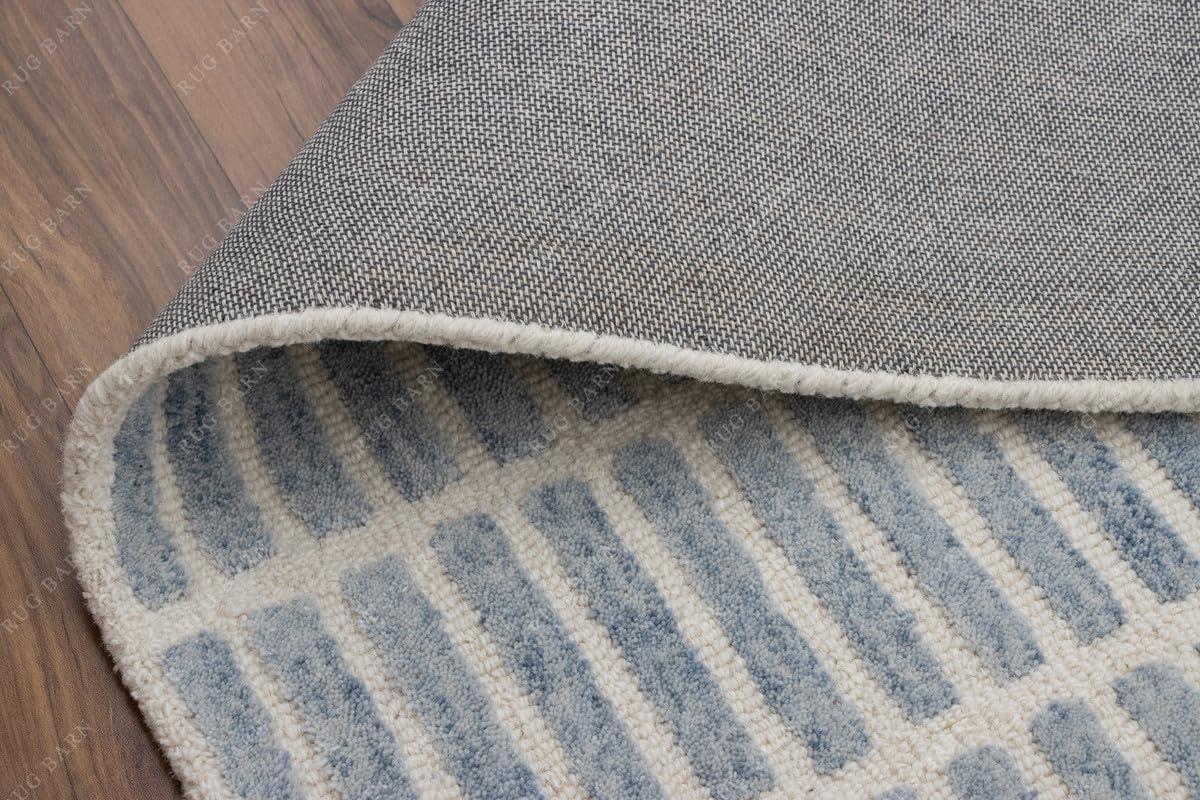 Capitola Solid Hand-Tufted 100% Wool Area Rug - 1x1 Ft (Sample), Square Coastal Blue Textured Surface Design, Cotton Backing, Plush Dense Pile Handmade Carpet for Living Room, & Bedroom