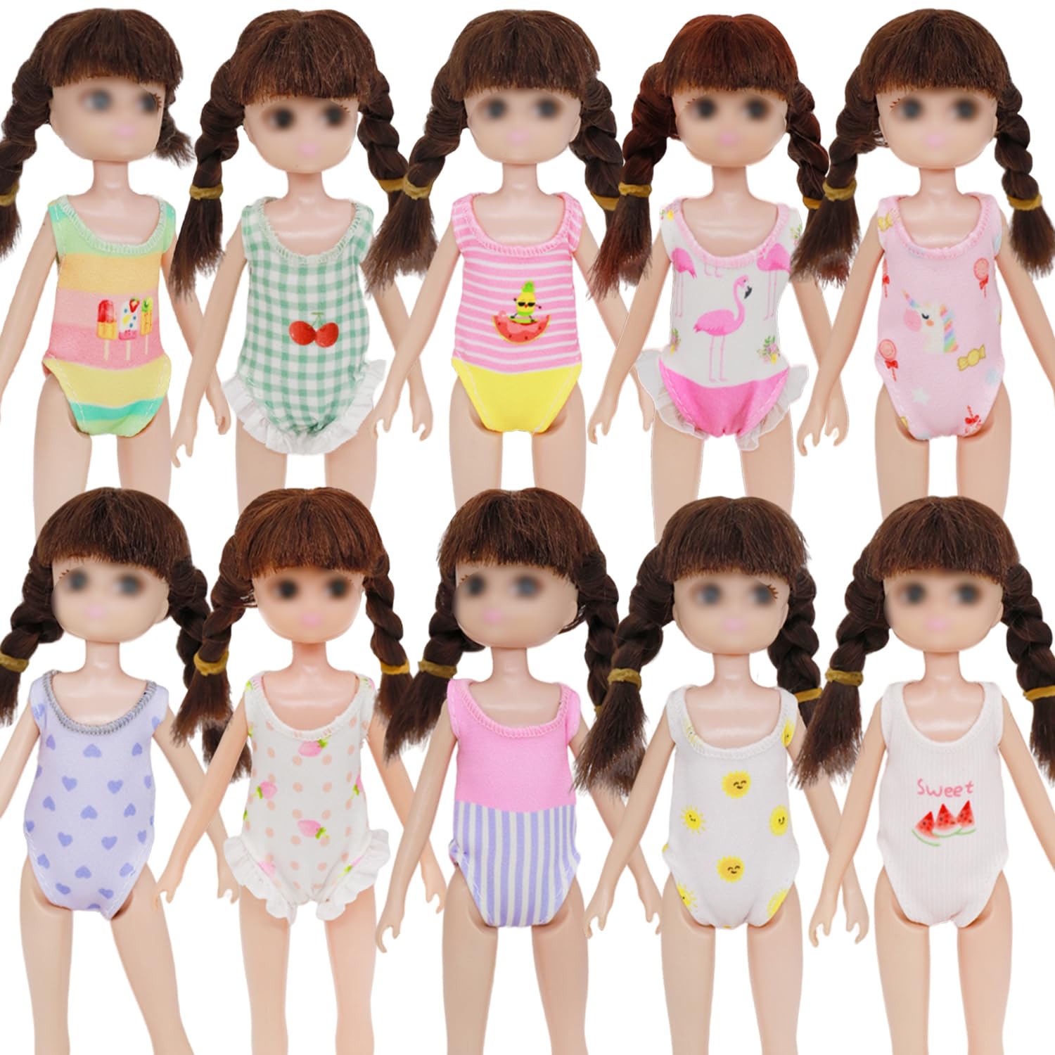 10 Sets Adorable 7 inch Mini Doll Swimsuits Outfits for ...