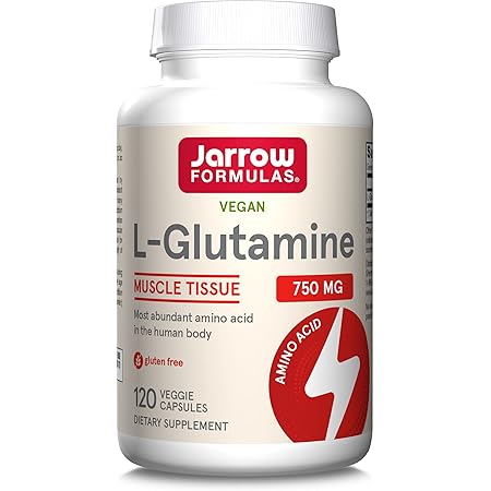 Jarrow Formulas L-Glutamine - 120 Veggie Caps - Supports Muscle Tissue & Immune Function - 100% L-Glutamine - 120 Servings