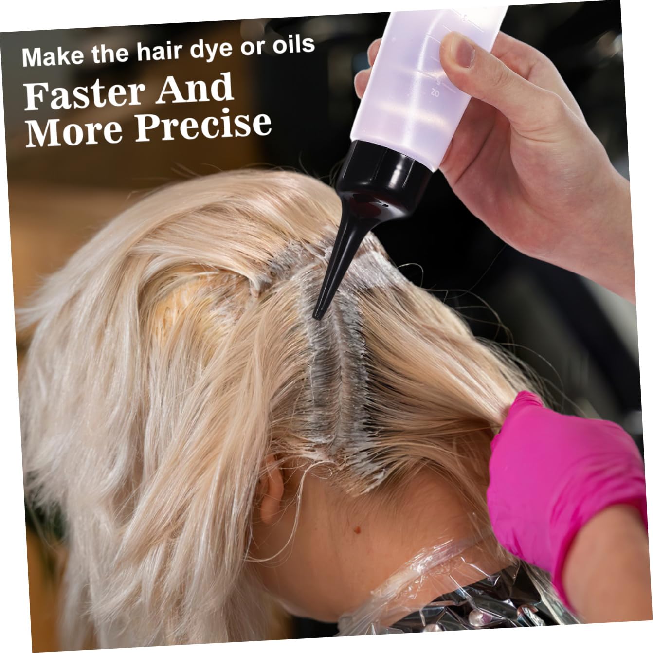 Flacon Applicateur Vide à Embout Biseauté Noir pour Cheveux