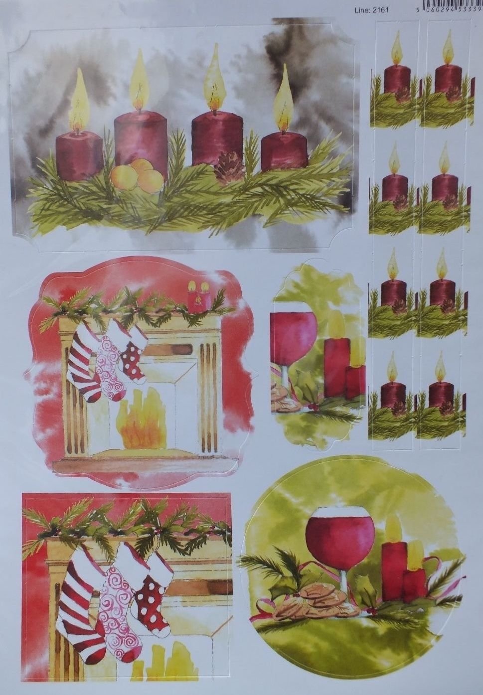 Craft UK Christmas Die Cut Toppers (Red Candles, Stockings & Wine…2161)