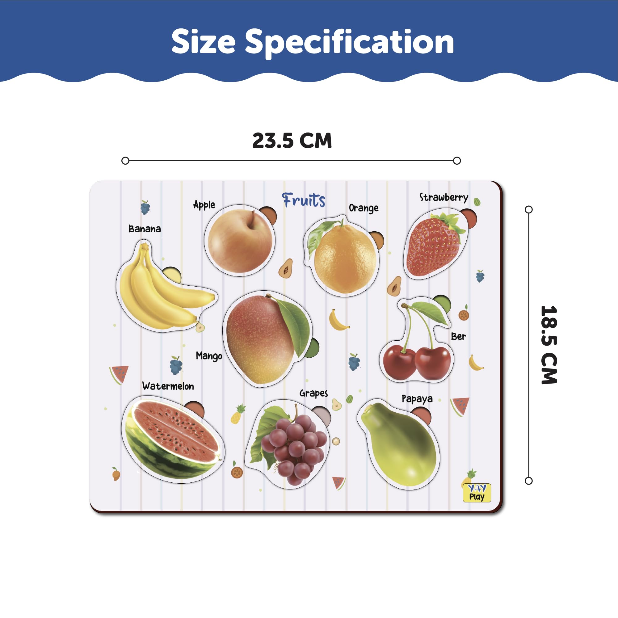 FRUiTS 25冊セット YaYplay Wooden Educational Fruits Puzzle for Preschool Toddlers
