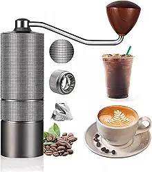 Moedor de Café Manual, com Mós Cônicas Ajustáveis para Moagem Grossa ou Fina, Ideal para Uso Doméstico, Viagens ou Acampamentos (Cinza)