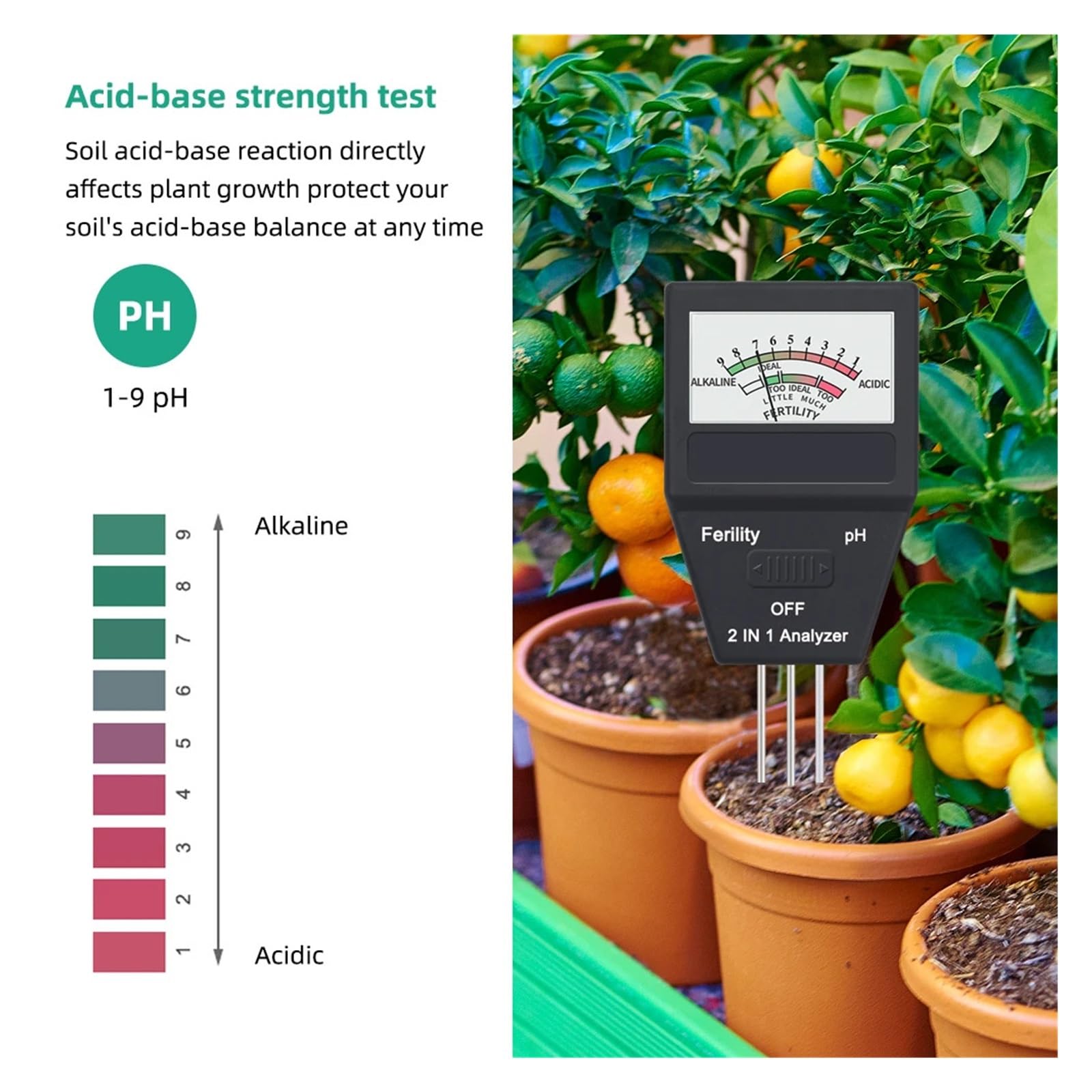 Medidor De Humedad Medidor De Suelo 2 En 1, Probador De PH Fértil For Plantas, Sensor De Humedad Del Suelo Portátil For El Hogar, Jardín, Huerto De Tierras Agrícolas(5 Pcs)