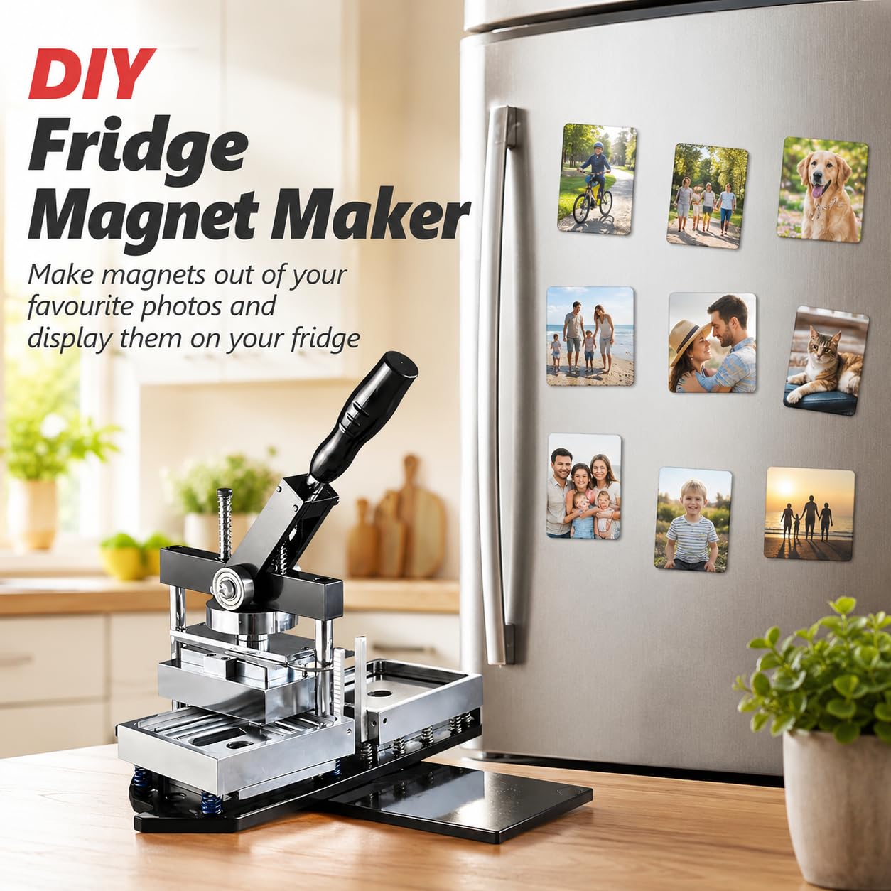 Kit per creare calamite per foto, stampi per badge da 80 mm con 100 set di forniture, fai da te facile artigianato creativo per casa e ufficio