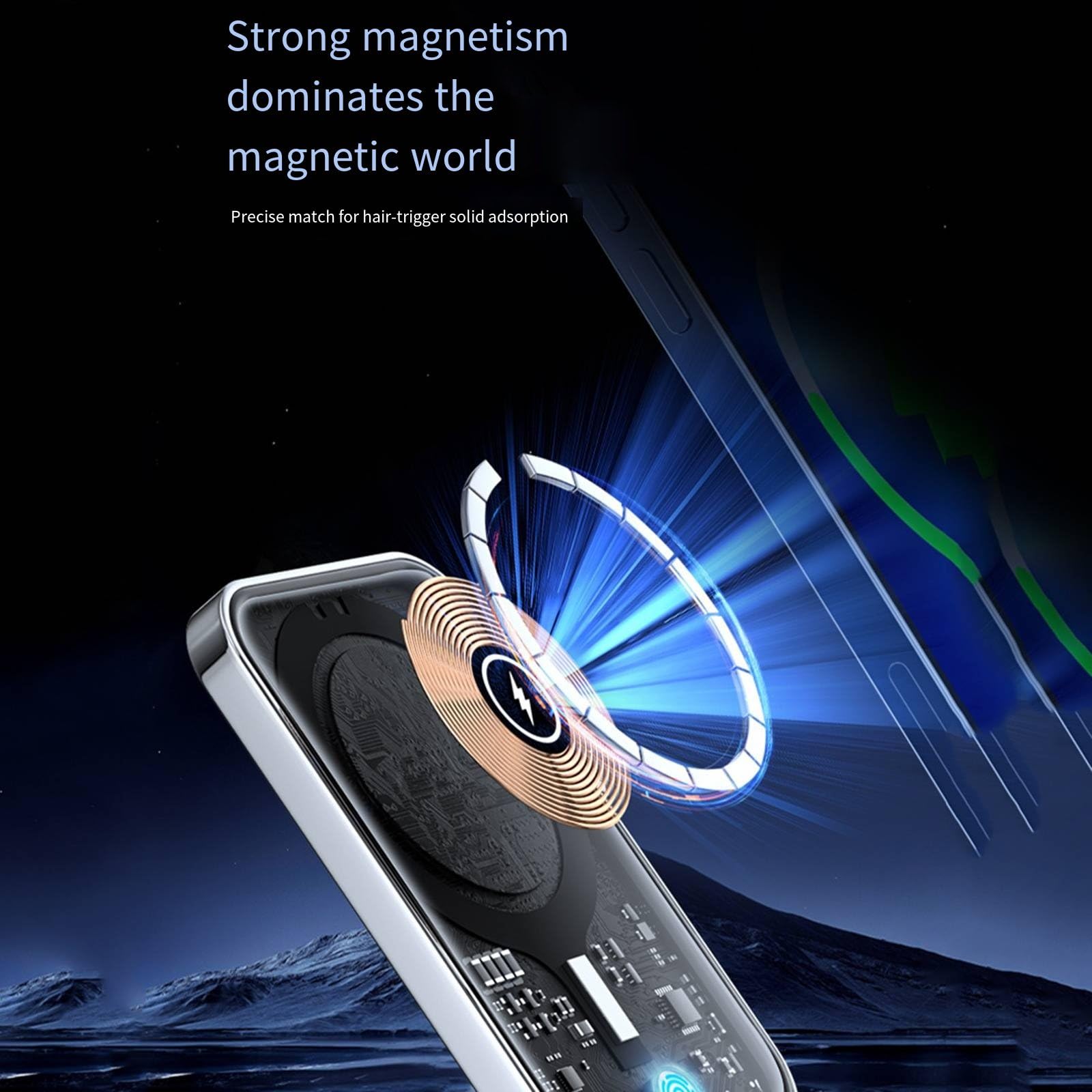 Inteligentny magnetyczny powerbank ssący: szybkie ładowanie 15 W, akumulator o dużej pojemności 10000 Mah, z funkcją odblokowywania linii papilarnych,A