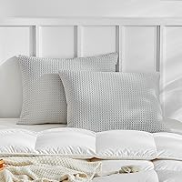 Vista 35 de WARMDERN Juego de 2 fundas de almohada beige tamaño Queen estándar, fundas de almohada de microfibra suave, estilo bohemio texturizadas con cierre