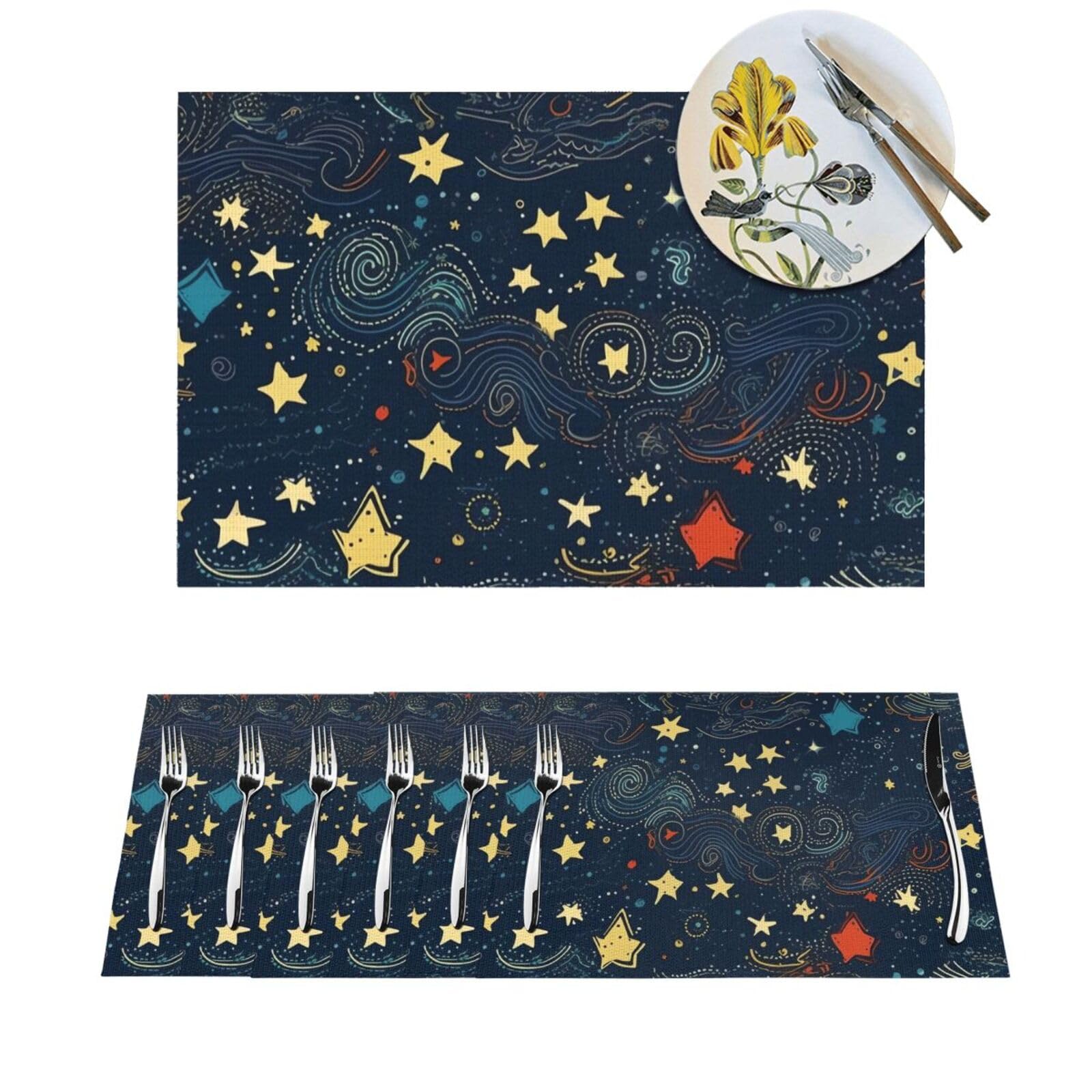 Sets de table PVC Nuit Étoilée lot de 6 protections lavables pour repas