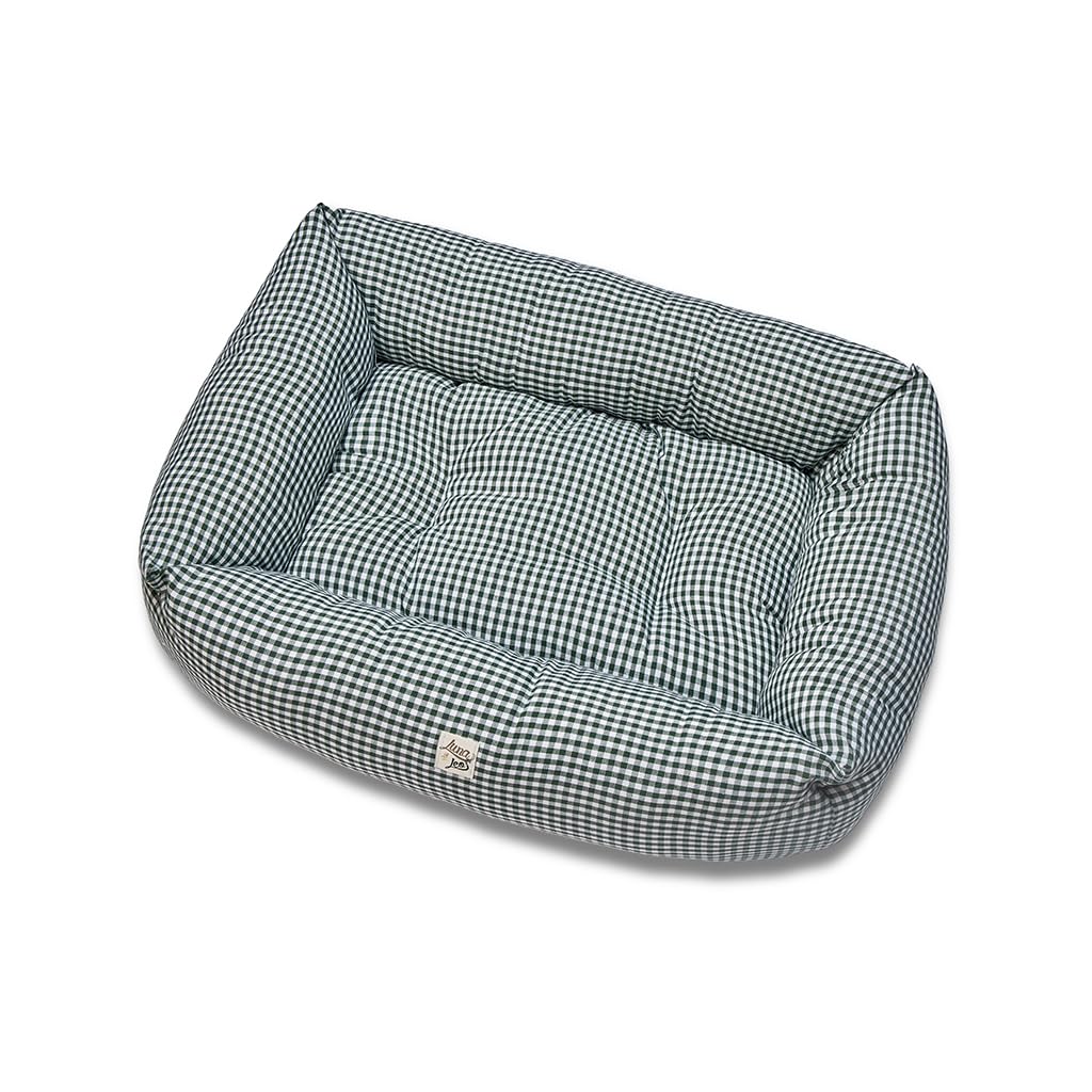 LEO & LUNA Cuccia Divanetto Cani Sfoderabile Vichy Cotone Verde Taglia L