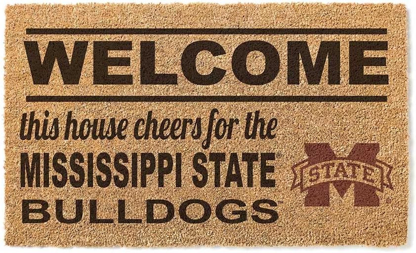 KH Sports Fan Mississippi State Bulldogs Welcome Coir Doormat, 18x30 Inches, Bulldogs Outdoor Rug; Display Your Team Spirit with This Unique Mississippi State Bulldogs Doormat