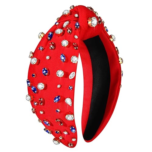 Vista 83 de NVENF Diademas anudadas con diamantes de imitación para mujer, diademas con cuentas de cristal, diadema con nudo superior, diademas de moda