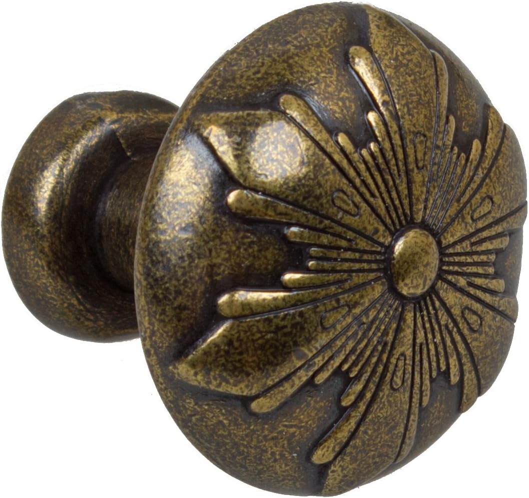 GlideRite Hardware 87420-AB-50 1.125 inch Round Snowflake Antique Brass Cabinet Knobs 50 Pack
