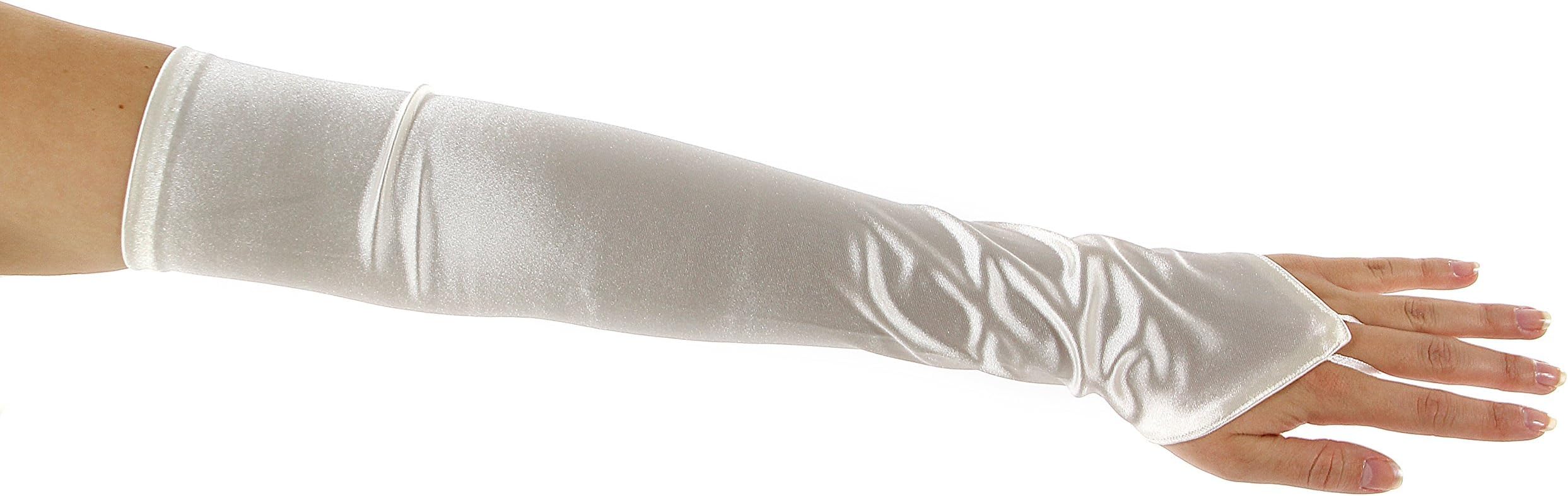 Dancing with the Moon Fingerless Satin Opera Length Glove in Assorted Colors Greatlookz Colors: Ivory