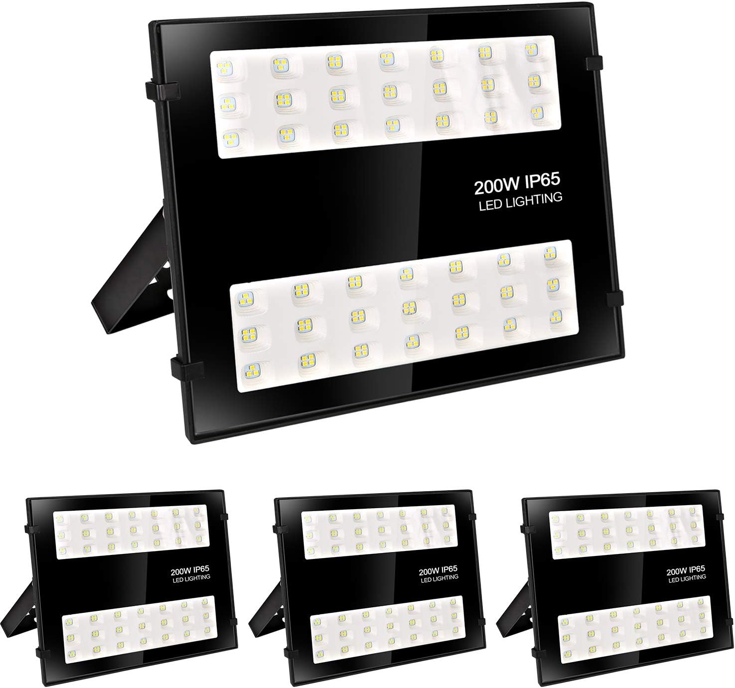 4 Pack 200W LED Flood Light, 20,000lm Super Bright Security Lights, Waterproof Outdoor Flood Light, 5000K Daylight White Floodlight for Yard, Garden, Playground, Garages, Basketball Court