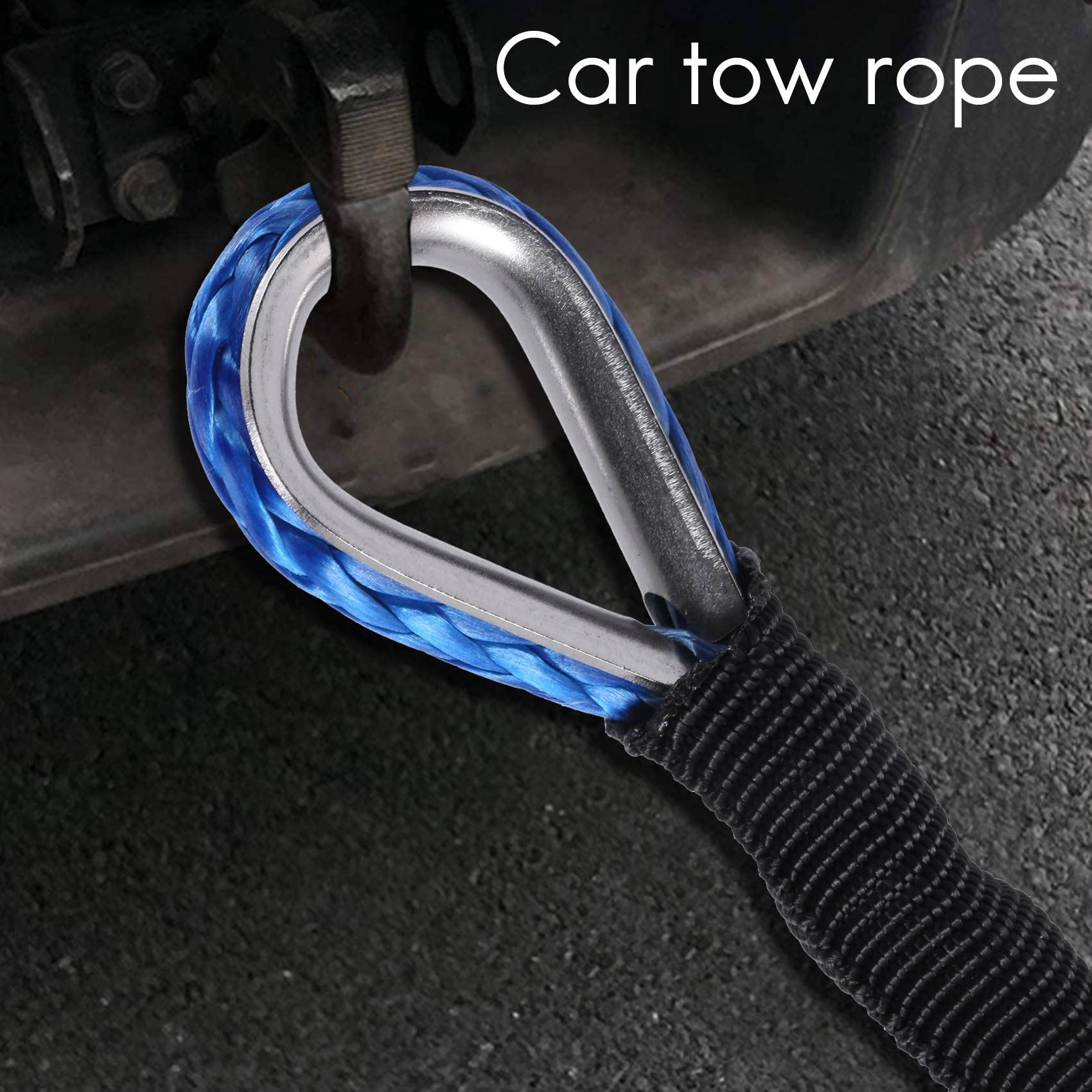Corde de Câble de Ligne de Treuil Synthétique de 3/16 Po X 50 Po 7700 LB avec Manchon de Protection pour ATV Utv (Bleu)