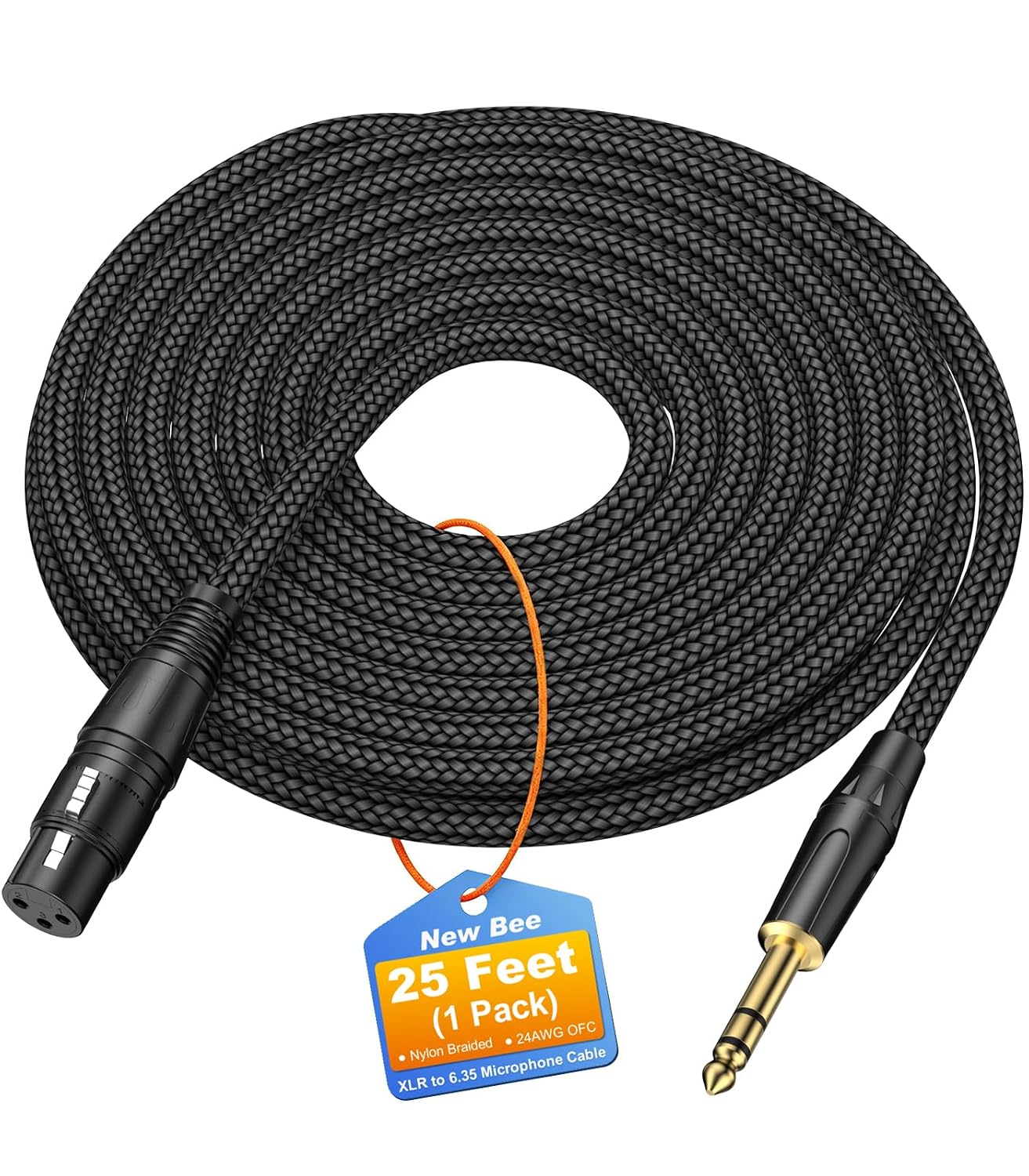 New Bee 6.35mm (1/4 Inch) TRS to XLR Female Cable 25FT