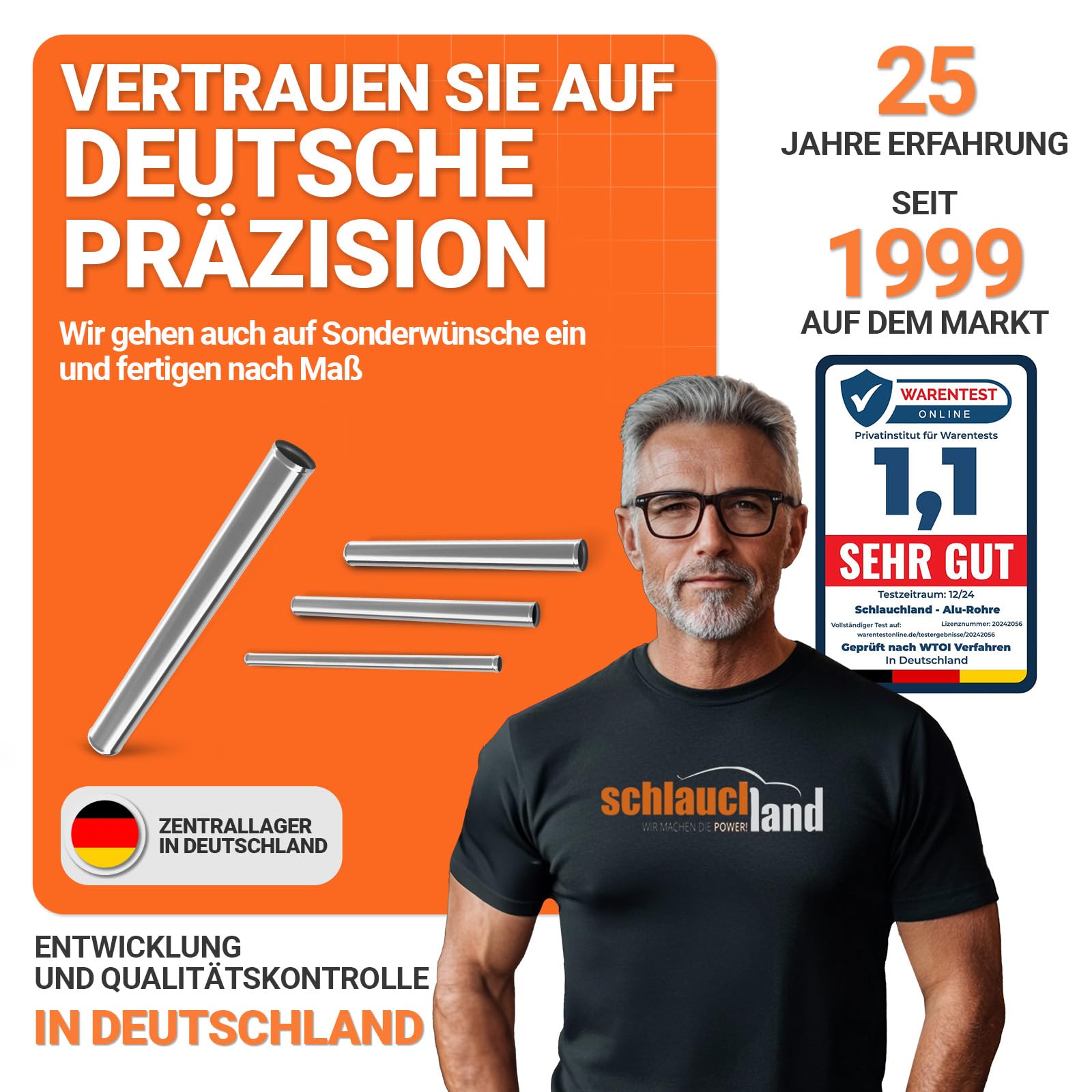 2 Stück | 60cm Edelstahl-Rohr AD-Ø 51mm poliert & gebördelt V2A 1.4301 INOX rostfrei | AUSWAHL 1-10 Stück & 13-200 mm Durchmesser | Edelstahl Rohr Motor KFZ Kühler Druckluft BIS 800°C| PREMIUM