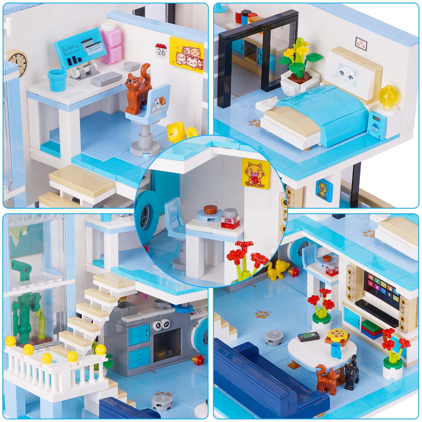 Juguete de Bloques de Construcción, Kit Mini Bloques la Casa los Amigos, Juego Bloques Modulares la Casa Dibujos Animados, Regalo Juguete Educativo para Niños Adolescentes 8+, 1235 Piezas