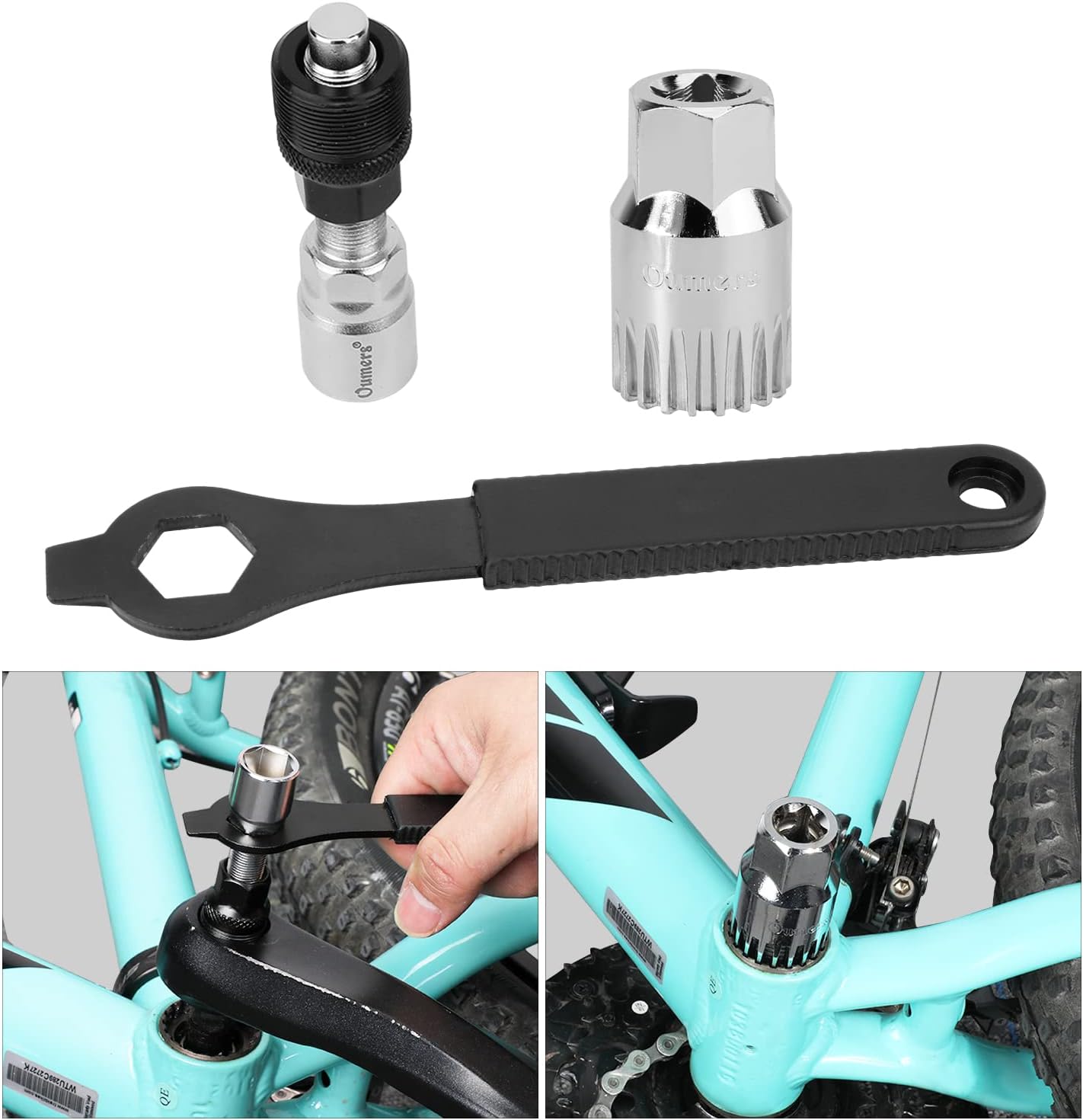 Oumers Bike Crank Puller Tools Set, Bike Crank Arm Remover + Bottom Bracket Removal + Spanner Wrench + Hexagonal Wrench + Bicycle Crank Arm + hex Head Crank arm Bolts for Repair Bike