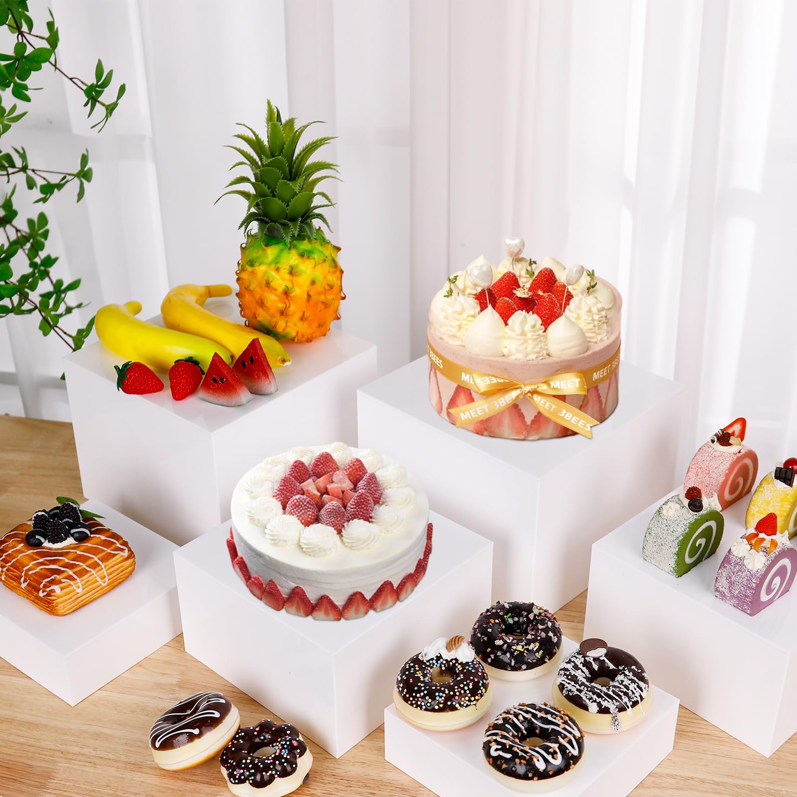 White Table Risers Event Display Risers 9-Piece Acrylic Display Risers Set - White Buffet ...